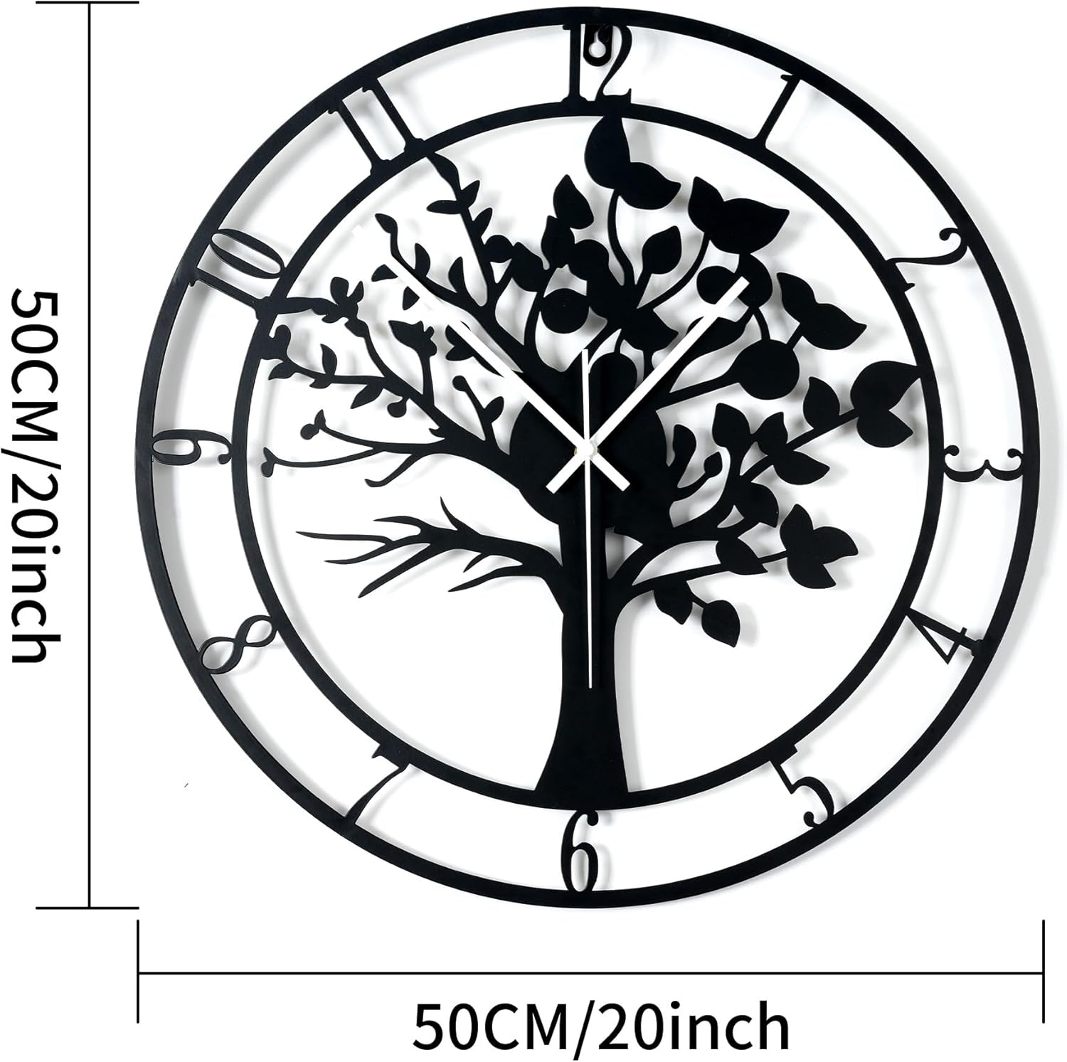 20inch/50cm large tree of life wall clocks for living room decor,bedroom,battery operated metal big decorative silent non ticking wall clock for farmhouse(tree of life, 20 inches) tree of life 20 inches