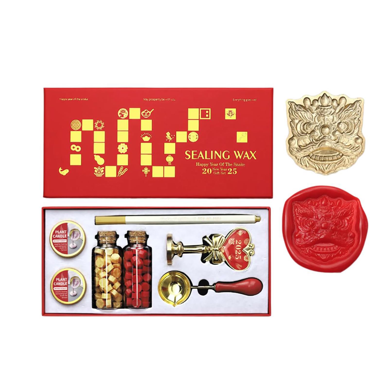 Yhplxyuus Year of the Snake Themed Seal Stamp Seal Beads Melting Spoon and Set for Envelope Card Party Invitation Decorative Envelope