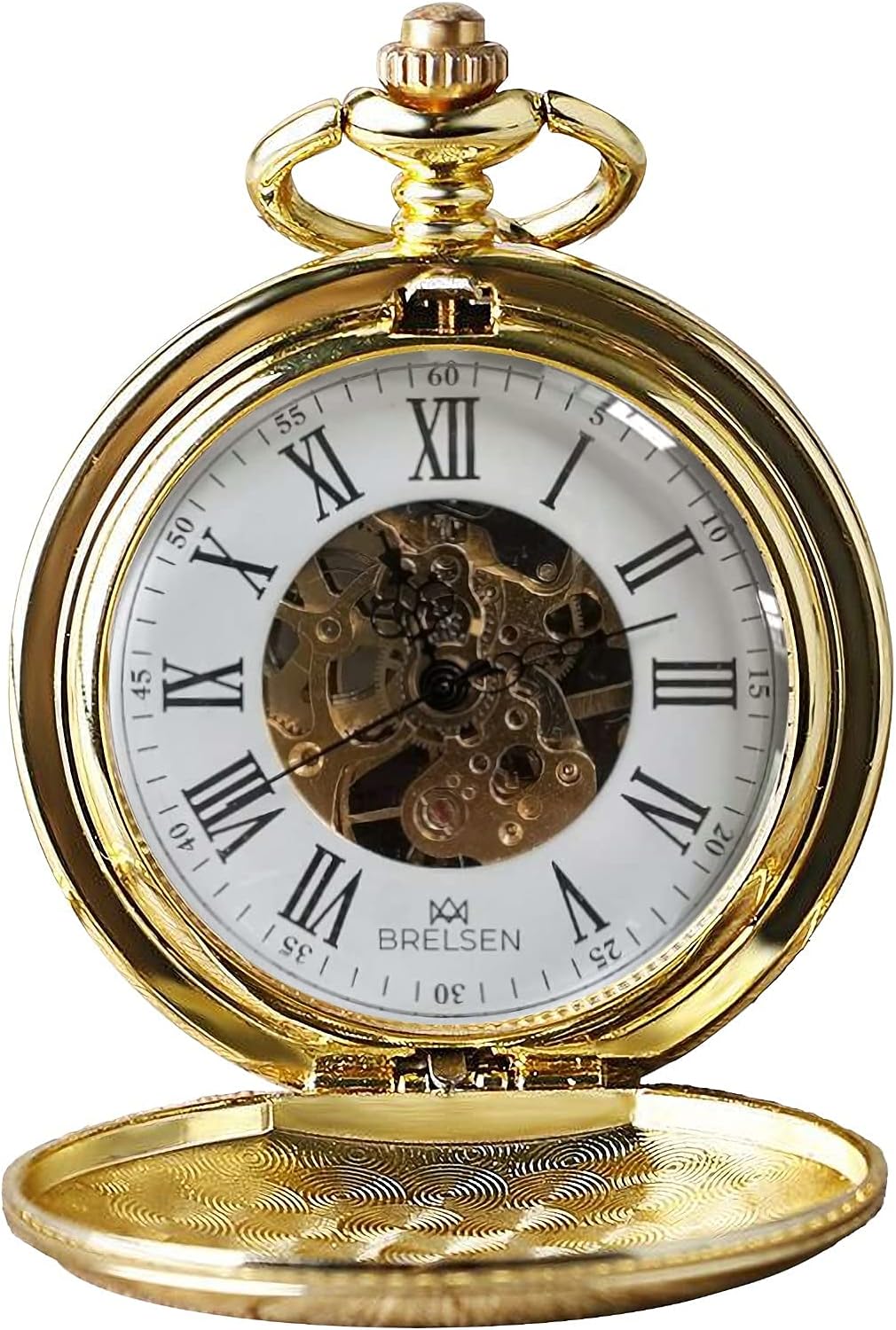 Brelsen Royal Gold Double Hunter Mechanical Pocket Watch