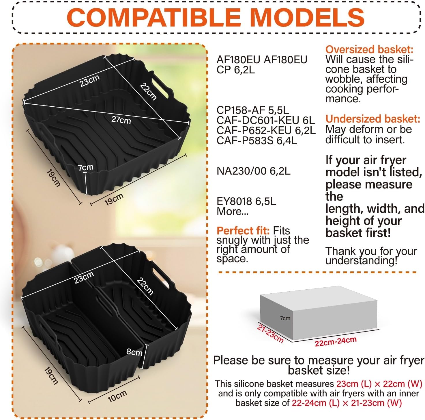 Silicone Mould for Hot Air Fryer, 2 Pieces Airfryer Accessories, XL Silicone Baking Mould for Philip XL 6.2 L, Cosori 5.5 L/4.7 L, Cecotec 6 L image 5