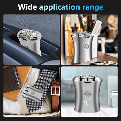 Miniatura 7 de Wiasihsy - Cuchillo de afeitar eléctrico para hombre afeitadora de viaje para hombre afeitadora giratoria de doble uso para hombre se puede cargar y