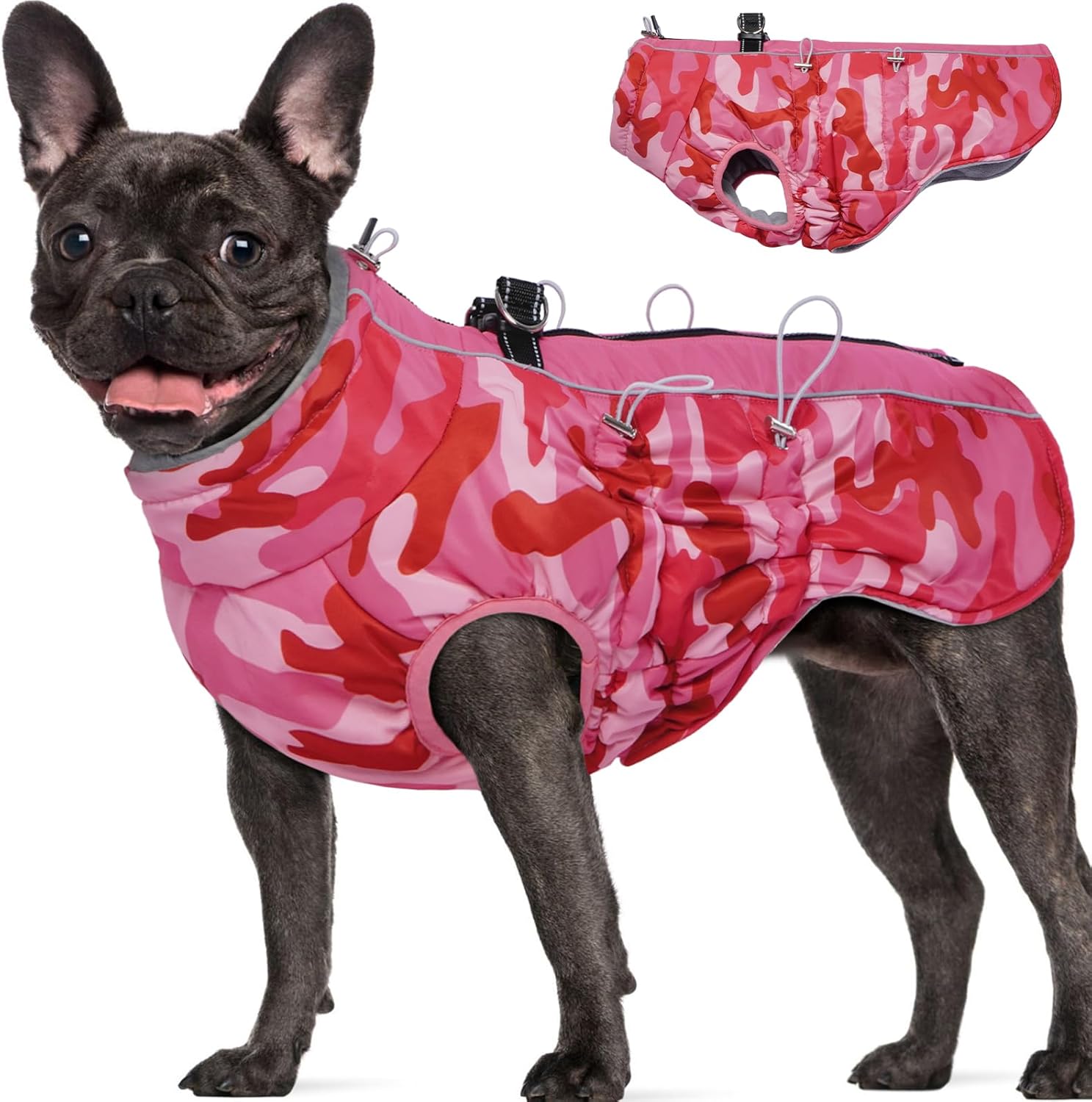 Dog Coat Winter Warm Dog Jackets for Medium Dogs Reflective Snowsuit with Harness Fleece Dogs Snow Jacket Vest Waterproof Pet Clothes for Cold Weather