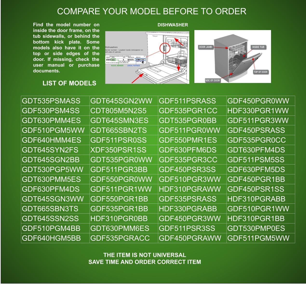 EQUIP. DR US Johnson Electric E3320 EDRE3320X1 compatible with GE Dishwasher Drain Pump fits old part number Johnson Electric E3320