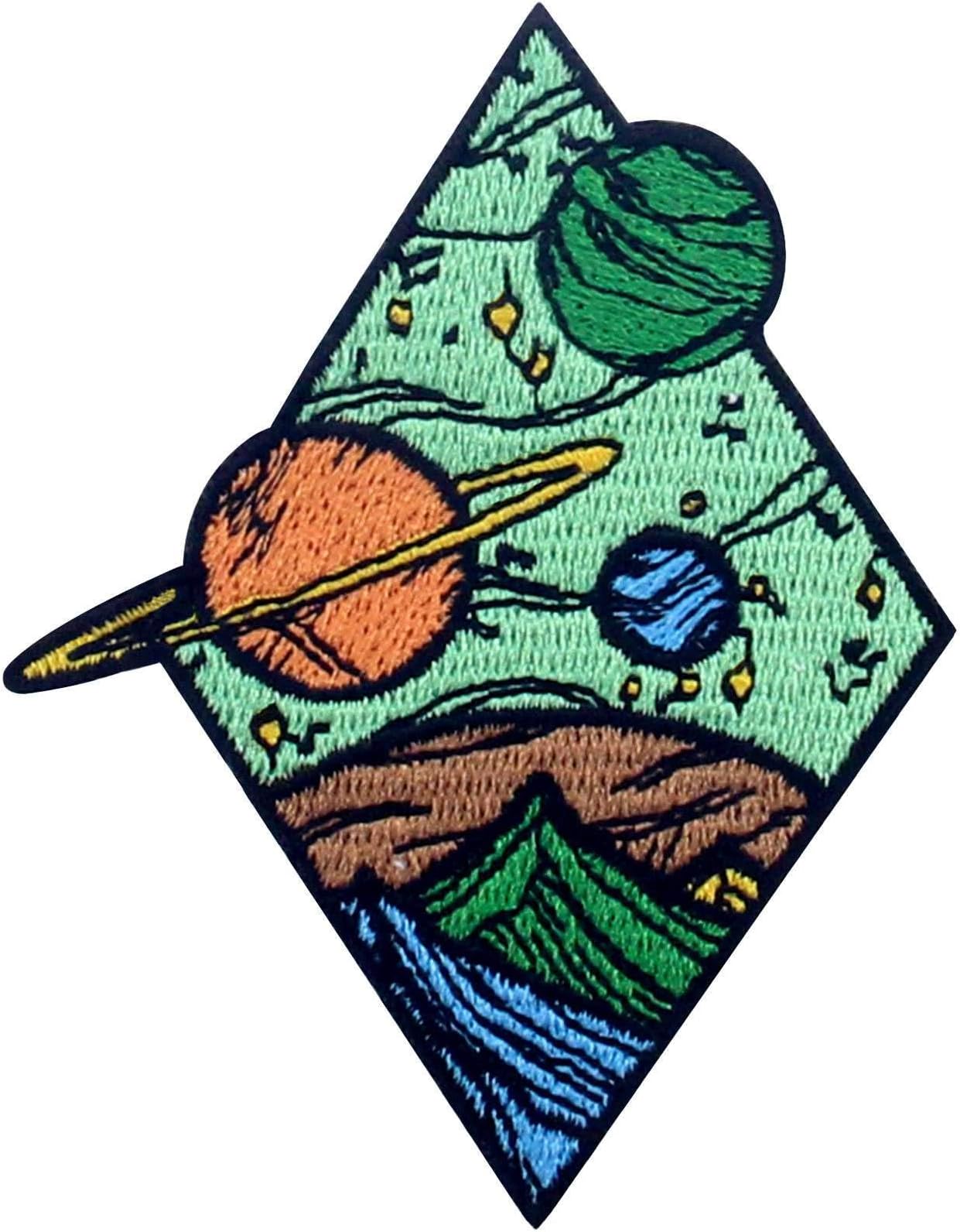 Universe Diamond Space Planets Patch Embroidered Applique Iron On Sew On Emblem