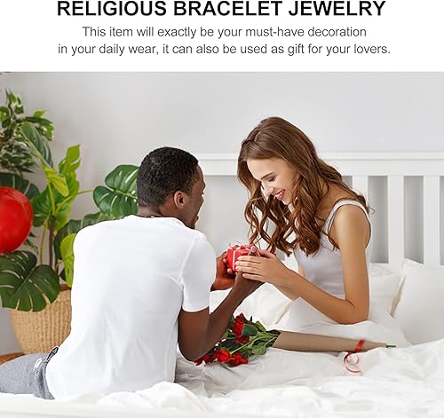 Miniatura 8 de Generic Bola de oración religiosa Pulsera de Rosario Cruz Virgen María Rosario Cuentas de oración Jesús Crucifijo Cruz para Mujeres Hombres Azul,