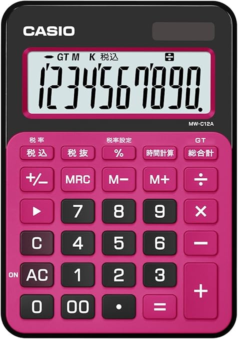 Amazon カシオ カラフル電卓 ミニジャストタイプ 10桁 Mw C12a Br N ベリーピンク 文房具 オフィス用品 文房具 オフィス用品