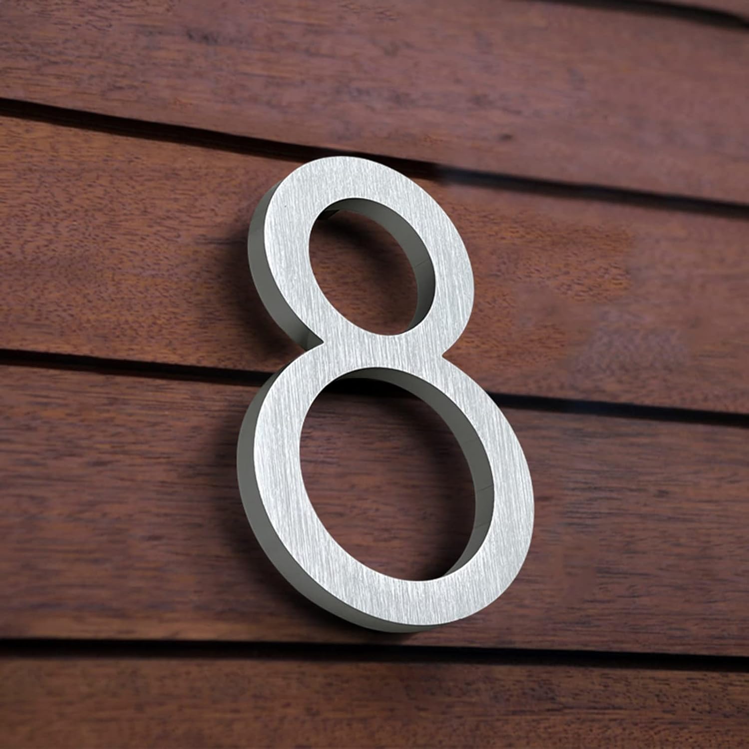 3D Floating House Plaque Number 4/6 Inch Silver Exterior Outdoor Modern Apartment Door Plate Digital Home Outside Address Sign #0-9 Brushed Alloy, Screw Mounted with Stand-Out Fixings (15cm,6)