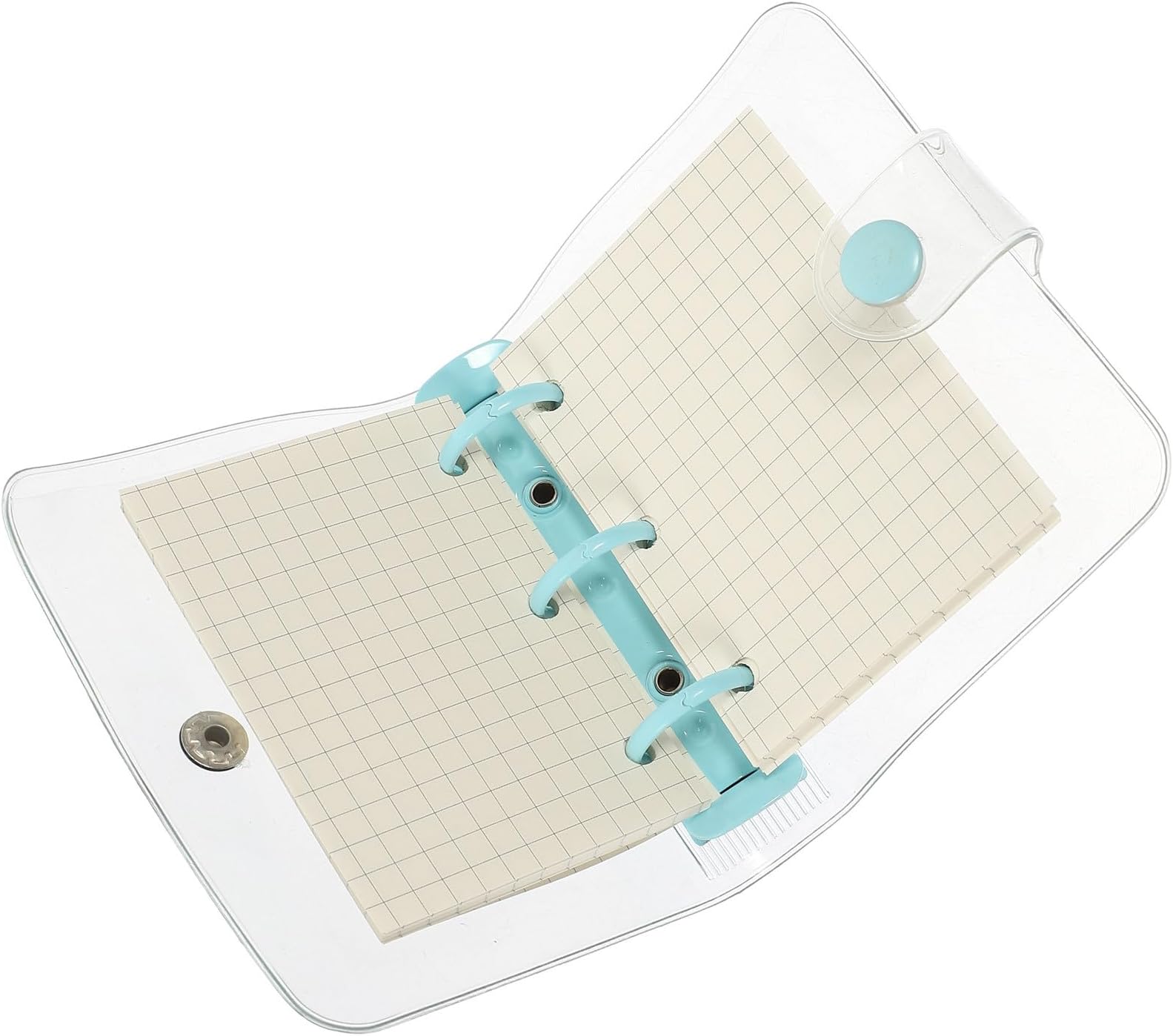 NULYLU Mini Loose-leaf Notebook with Blue Three-ring Binder Cover, Portable Pocket Binder Notepad for Students Scrapbooking and Note Taking