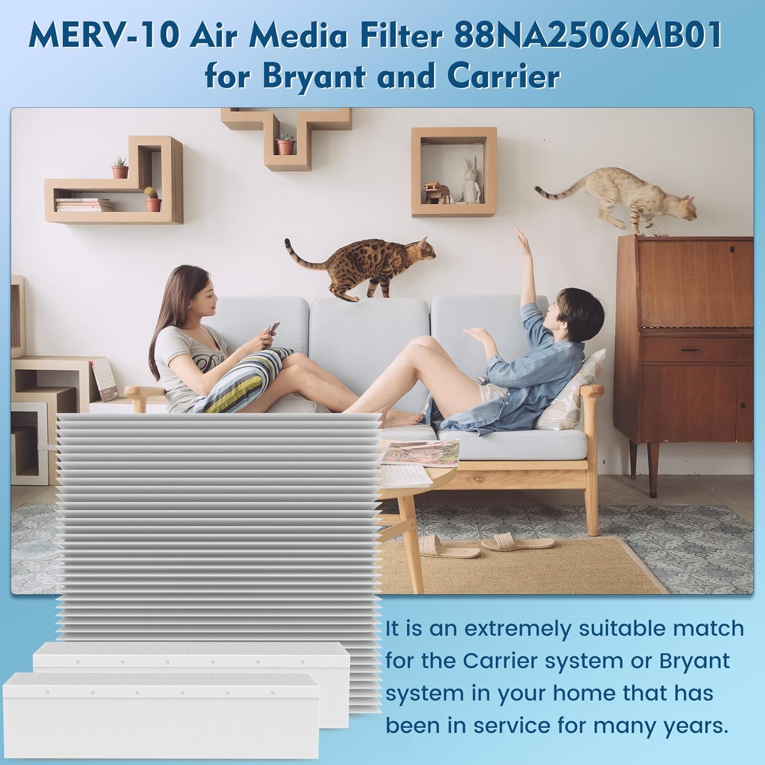 88NA2506MB01 Replacement Filter 3-pack 25 1/16" x 6 5/16" Compatible with Carrier 31MF020/31MF120/31MF02001/31MF020100 ＆ Bryant 902B/902BXX020-A HVAC Systems