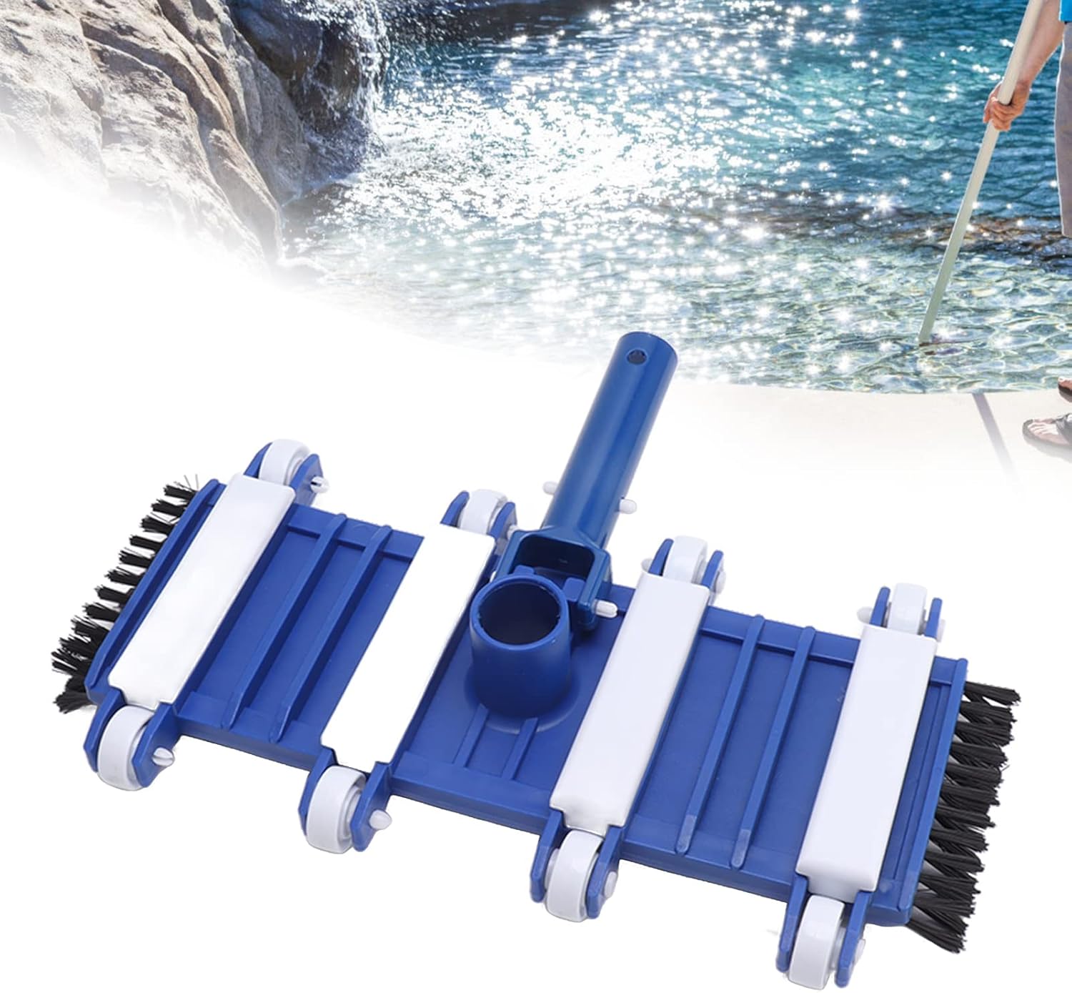Luqeeg 14 Inch Swimming Pool Vacuum Head, Pool Equipment & Accessories, Pool Suction with Wheels Brushes Flexible Swimming Pool Vacuum for Swimming Pool Floor