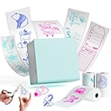 Memoking Print Pods Mini Printer - M02 Portable Gift Sticker Printer, Bluetooth Thermal Inkless Sticker Maker Machine with 3 Rolls Color Text Paper for Decoration, Scrapbook, Photo, Study Note