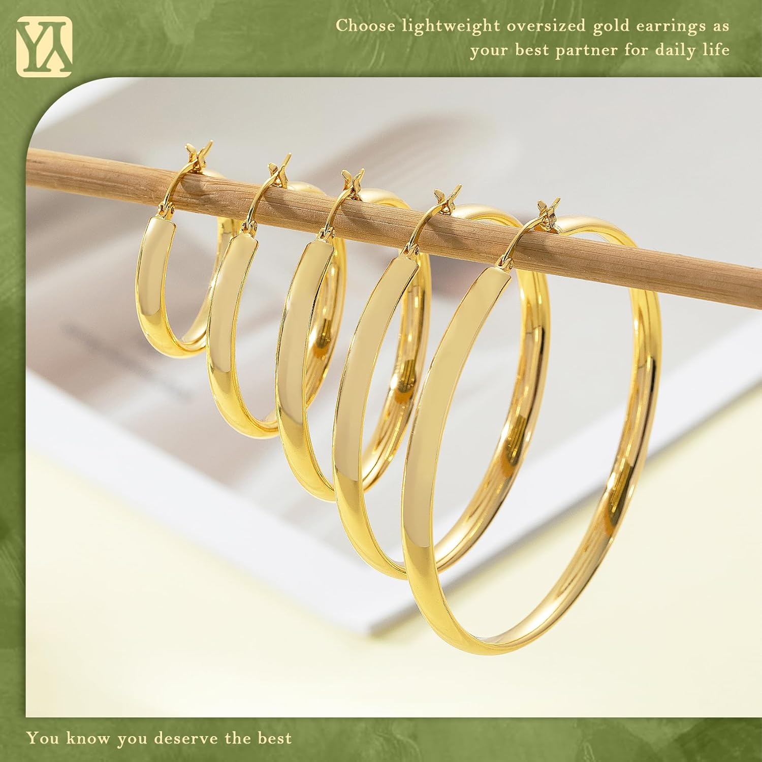 YOUNGYUE 5mm Wide 925 Sterling Silver Hoop Earrings Hypoallergenic 14K Real Gold Plated Lightweight Big Hoop Earring for Women Oversize Large Silver Hoops Earring for Women 20/30/40/50/60/70mm - Image 6