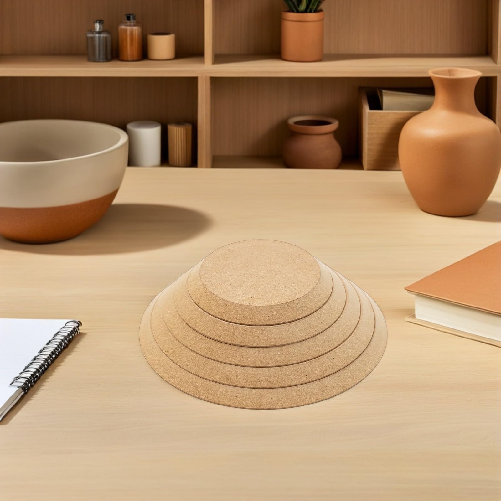 5 Piezas Molde de Cerámica Redondo para Arcilla Molde de Densidad en Blanco de Madera para Formar Placas y Vajilla Artesanal, Herramientas de Cerámica para Manualidades y Modelado