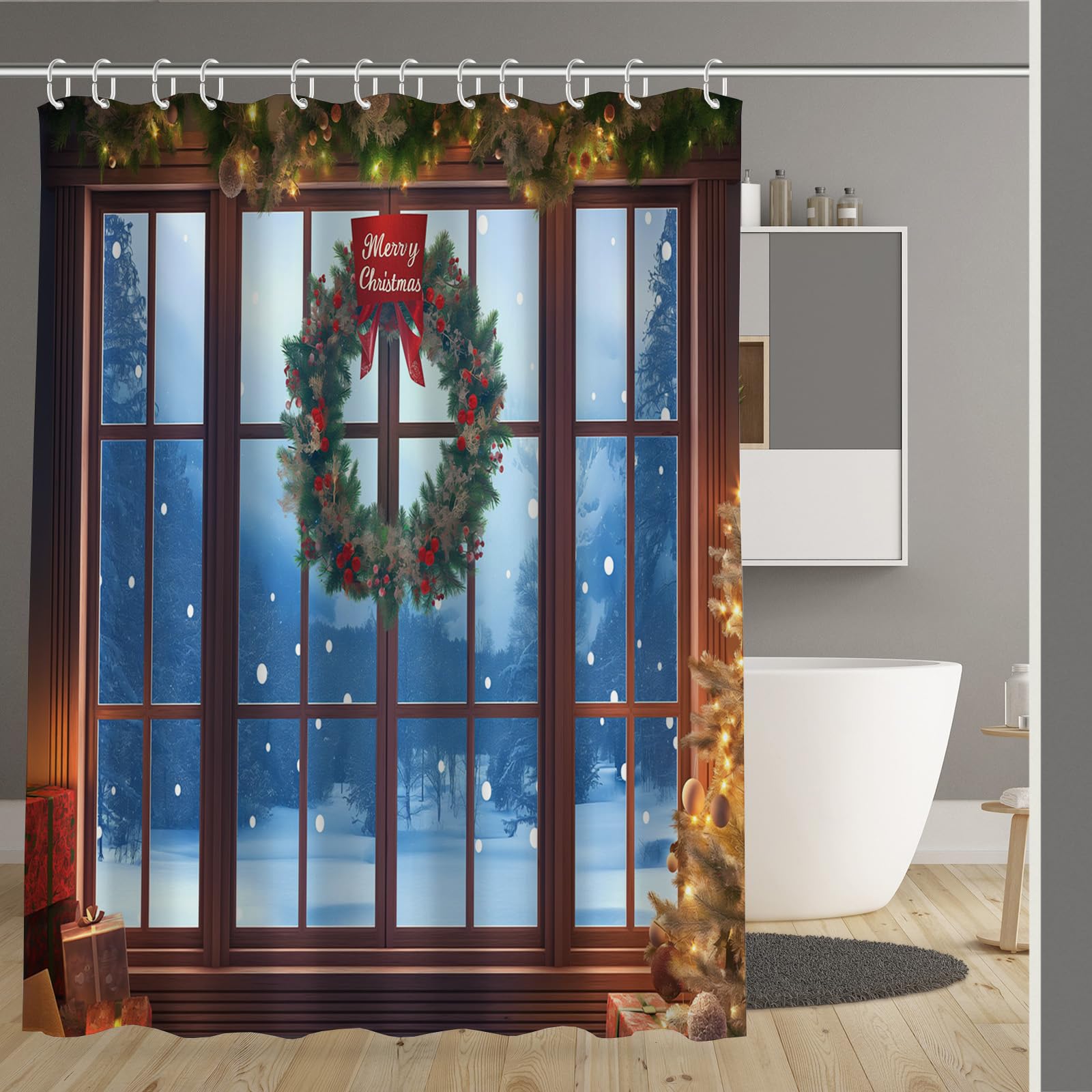 Rideau de douche 180x200cm imperméable haut de gamme avec ourlet lesté