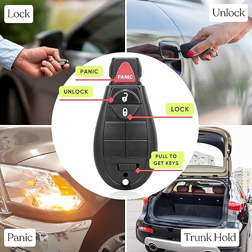 Miniatura 3 de Llavero remoto de entrada sin llave de repuesto para automóvil GQ4-53T 433Mhz 46 Chip 3 botones para Dodge RAM 1500 2500 3500 4000 4000 4500 4500