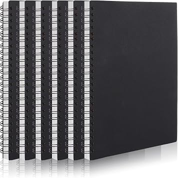 ASelected A5 Sketch Pad 6Pcs Sketch Book 60 Sheets 360 Pages Spiral Bound Sketchbook, Cartridge Paper Black Hardback Sketchbook, Drawing Pad for Sketching, Portrait