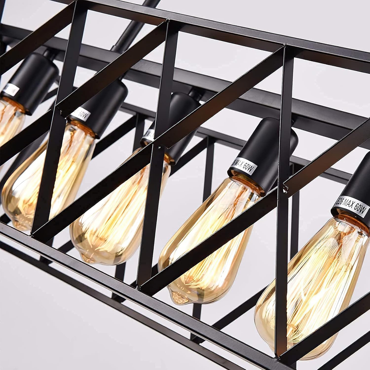 6 Lights Rectangle Chandeliers for Dining Room Black Farmhouse Chandeliers for Dining Room Rustic Rectangular Farmhouse Chandelier over Table Industrial Chandelier Dining Room for Dining Room Dimmable - - 