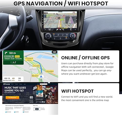 Miniatura 4 de Estéreo de coche Android para Nissan Rogue X-Trail Qashqai 2014-2018 con Carplay inalámbrico Android Auto, pantalla táctil de 10.1 pulgadas,