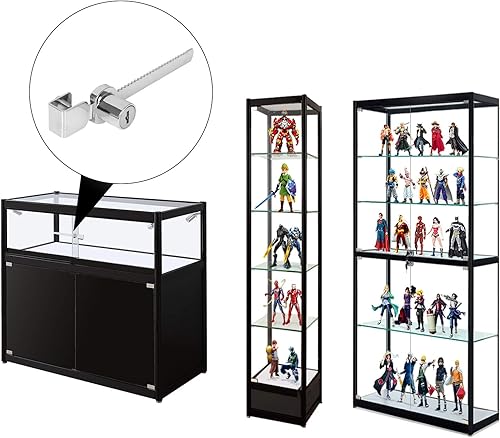 Miniatura 7 de Cerradura de trinquete para puerta corrediza de cristal, 8 unidades, cerradura de vitrina de cajón con 16 llaves, cerraduras de seguridad para