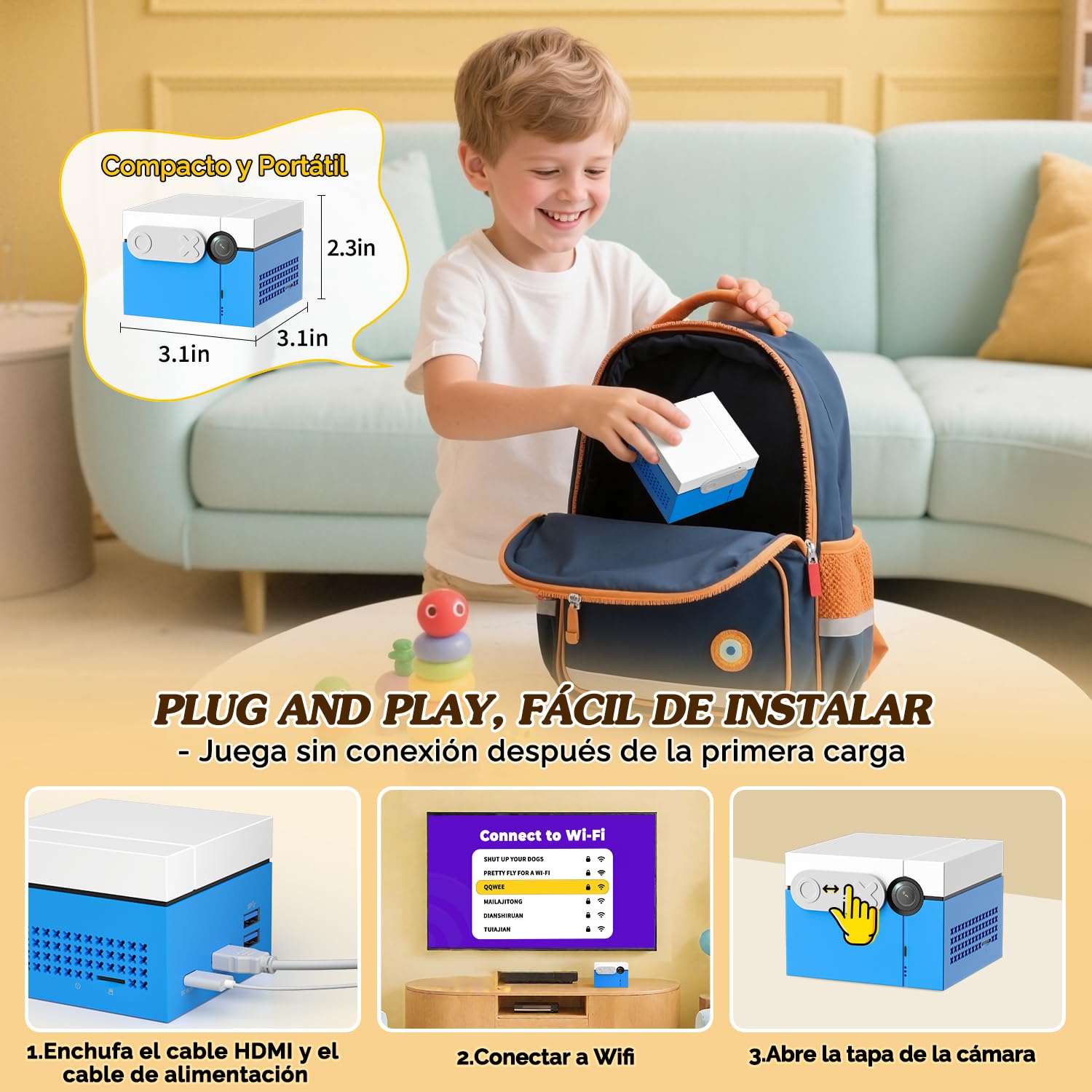 KINHANK MotionX Consola de Juegos con Sensor de Movimiento, Sistema de Videojuegos Interactivo físico para Padres e Hijos, sin Mando/actualizaciones continuas, Regalo para niños