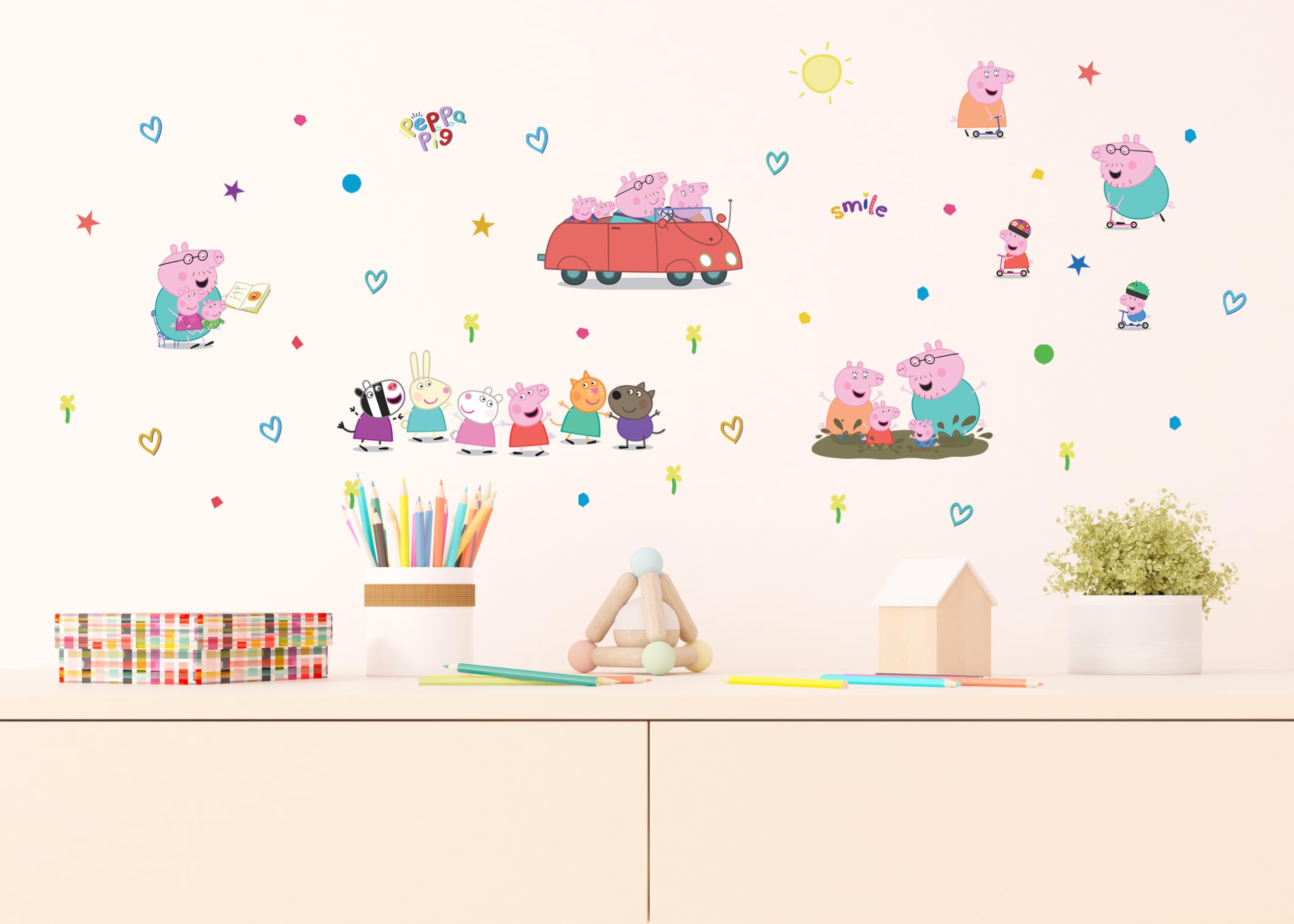 ADKS 3848 naklejka na ścianę do pokoju dziecięcego Peppa Pig, naklejka na ścianę dla chłopca dekoracja od AG Design 30 x 30 cm