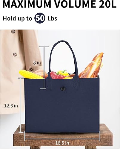 Miniatura 7 de ECOHUB Bolsas reutilizables para comestibles de 20 litros, bolsa de compras resistente con 45 libras resistente a desgarros, bolsa plegable con asa
