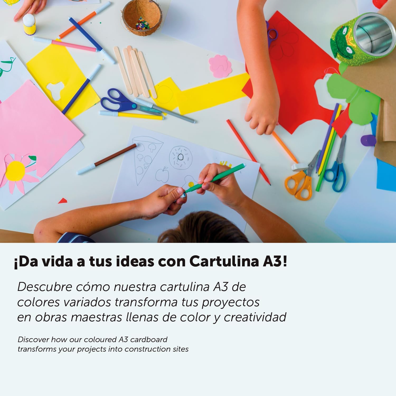 Cartulina de Colores, Cartulina A3, Folios Colores 180 g, Bloc cartulina Colours intensos, Ideal para Manualidades, Imprimir Tus Documentos y Diseños Creativos · m-office (50 Hojas, Azul Turquesa)