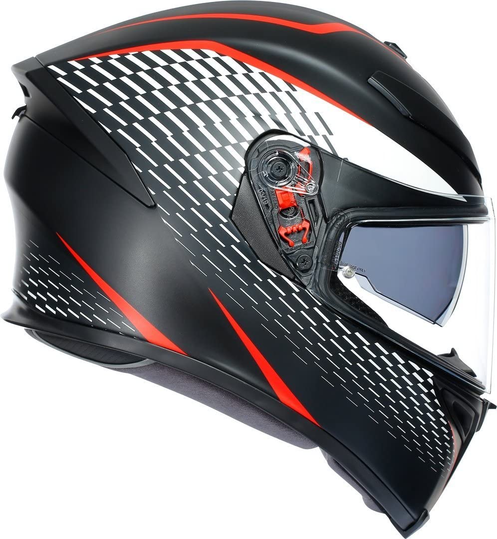 AGV K5 S E2205 Multi MPLK Adult Unisex Motorcycle Helmet Matt Black White Red S 55/56 Automotive