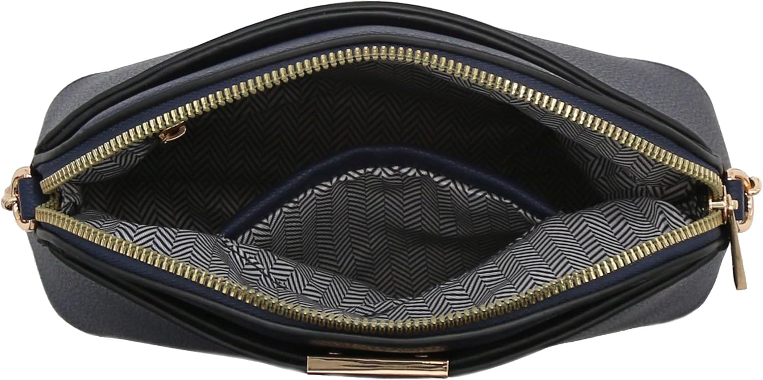 FashionPuzzle Faux Leather Small Dome Crossbody Bag with Chain Strap