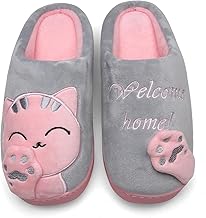 Mishansha Plush Lined Slippers with Hard Sole - Comfortable/Soft/Fuzzy and Warm, Unisex-Adult