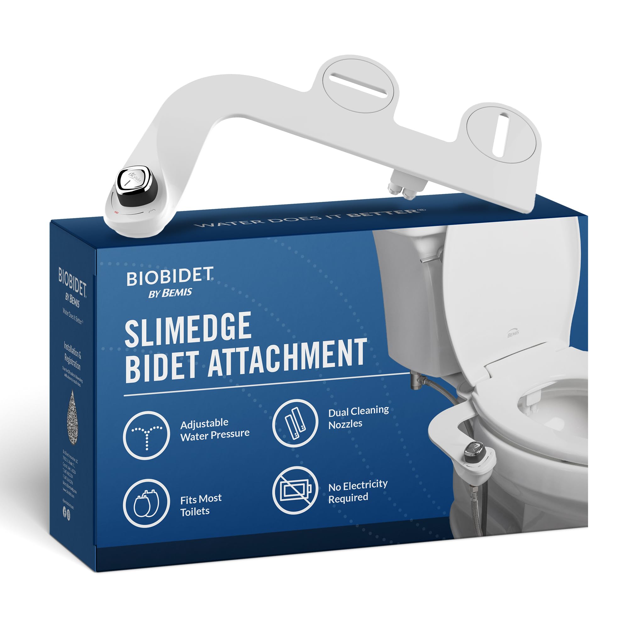 Bio Bidet7ZSLIMEDGE DRY SlimEdge Bidet Toilet Seat, White