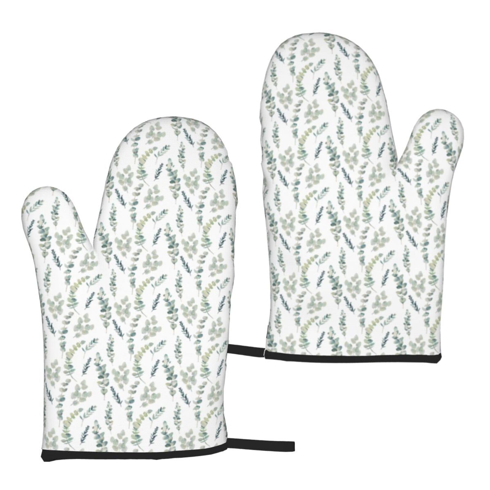 Eucalyptus Leaves Print Universal Fit Comfort Gloves Protection Heat Resistant Oven Kitchen Baking Grilling