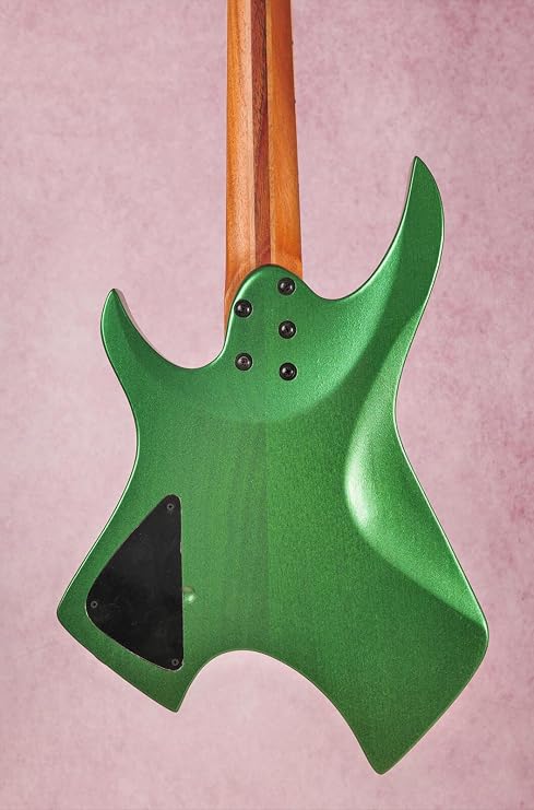 Fanned Frets 648mm-670mm 7 Strings Metallic Green Electric Guitar Red Dot Inlay, Fluorescent Neck Side Dot, Red Kill Switch, Africa Mahogany & Maple 5 Piece Neck