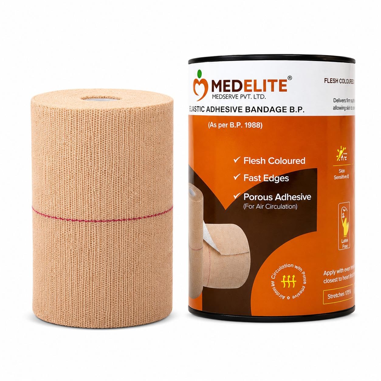 Adhesive Crepe Bandage 10cm x 4m/6m | Elastic Compression Crepe Bandage Roll | Orthopedic Support Bandage for Sprain, Knee & Ankle Support | Medical Stretch Bandage for First Aid & Sports Injury Pack of 1 — Amazon image 2