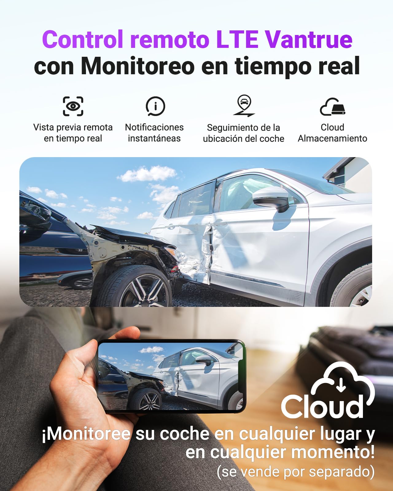 VANTRUE S1 Pro MAX 4K Dashcam Starvis 2, GPS Dash CAM Coche, 155° HDR Monitor con Park Assist, 5G WiFi y LTE Opcional, ADAS Inteligente, Comando de Voz, Modos de Privacidad