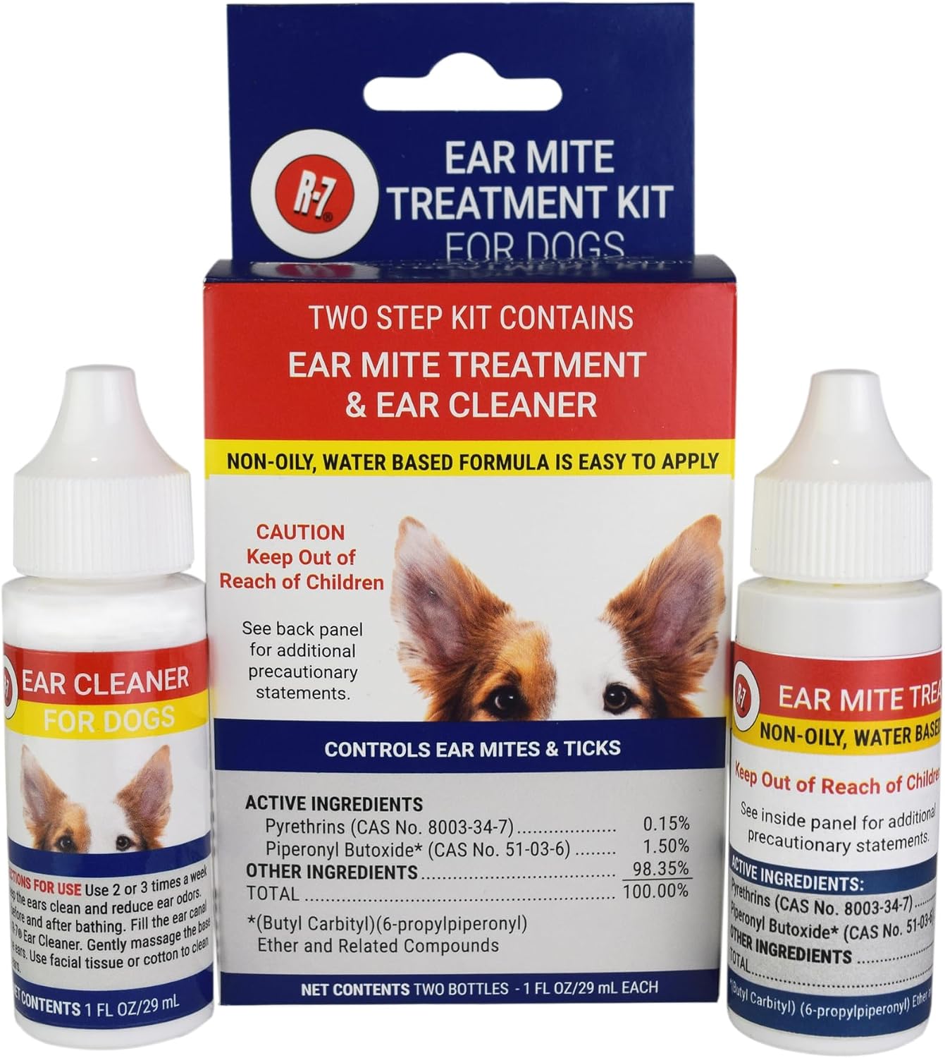 Miracle Care Ear Mite Treatment and Ear Cleaner for Dogs, 1 Ounce Bottles