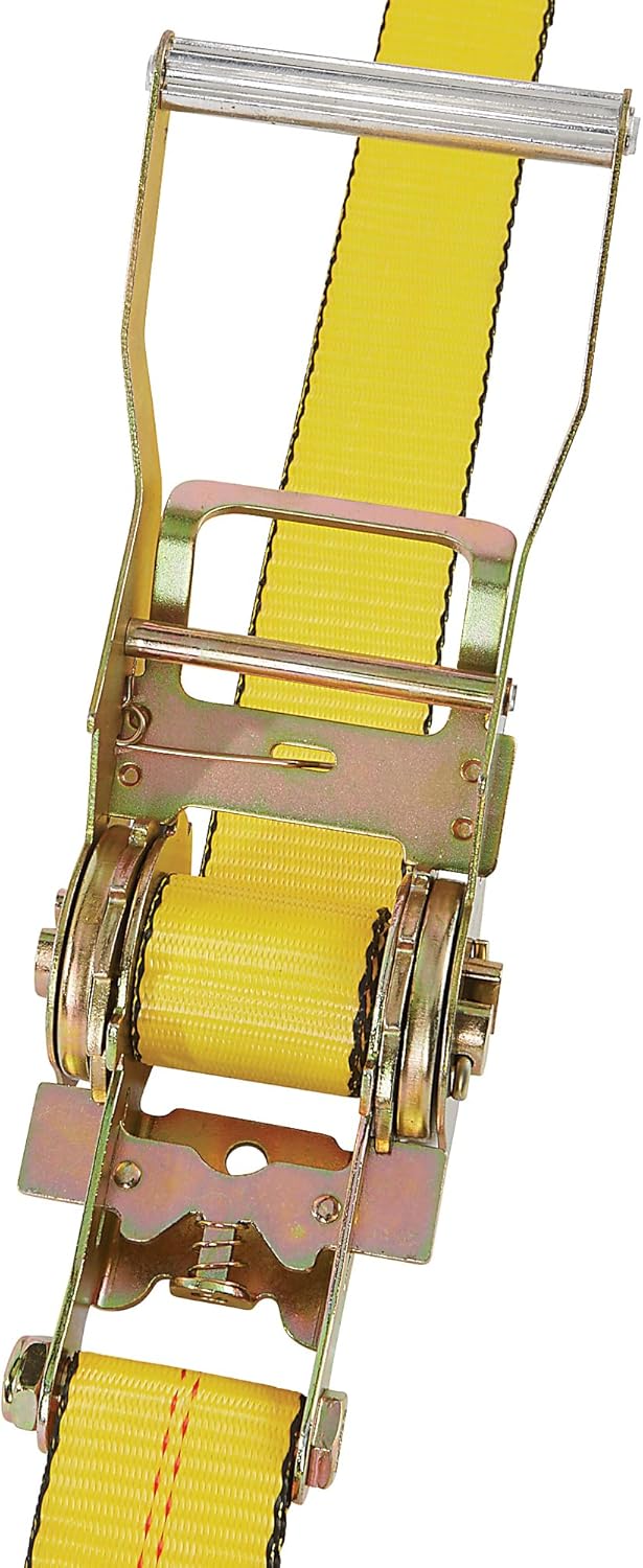 Ultra-Tow 2in. x 27ft. AST Ratchet Strap with Flat Hooks, 10,000-Lb. Breaking Strength, 3300-Lb. Working Load, Yellow, Model# A815053