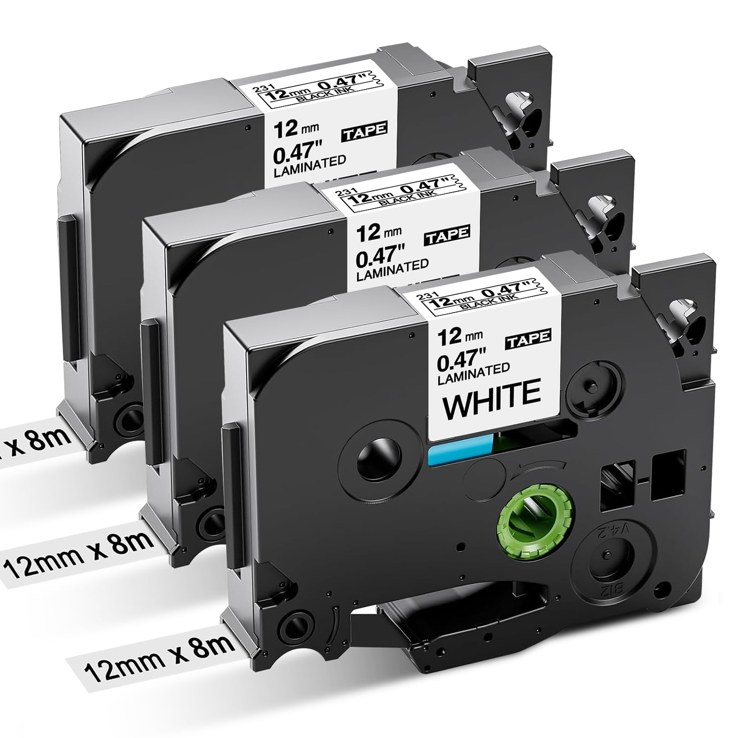 Ruban TZe-231 Laminated 12mm 0.47 White Compatible Brother P-touch PT-H110 H200 H100LB H107B H105 E110VP 1000 D210