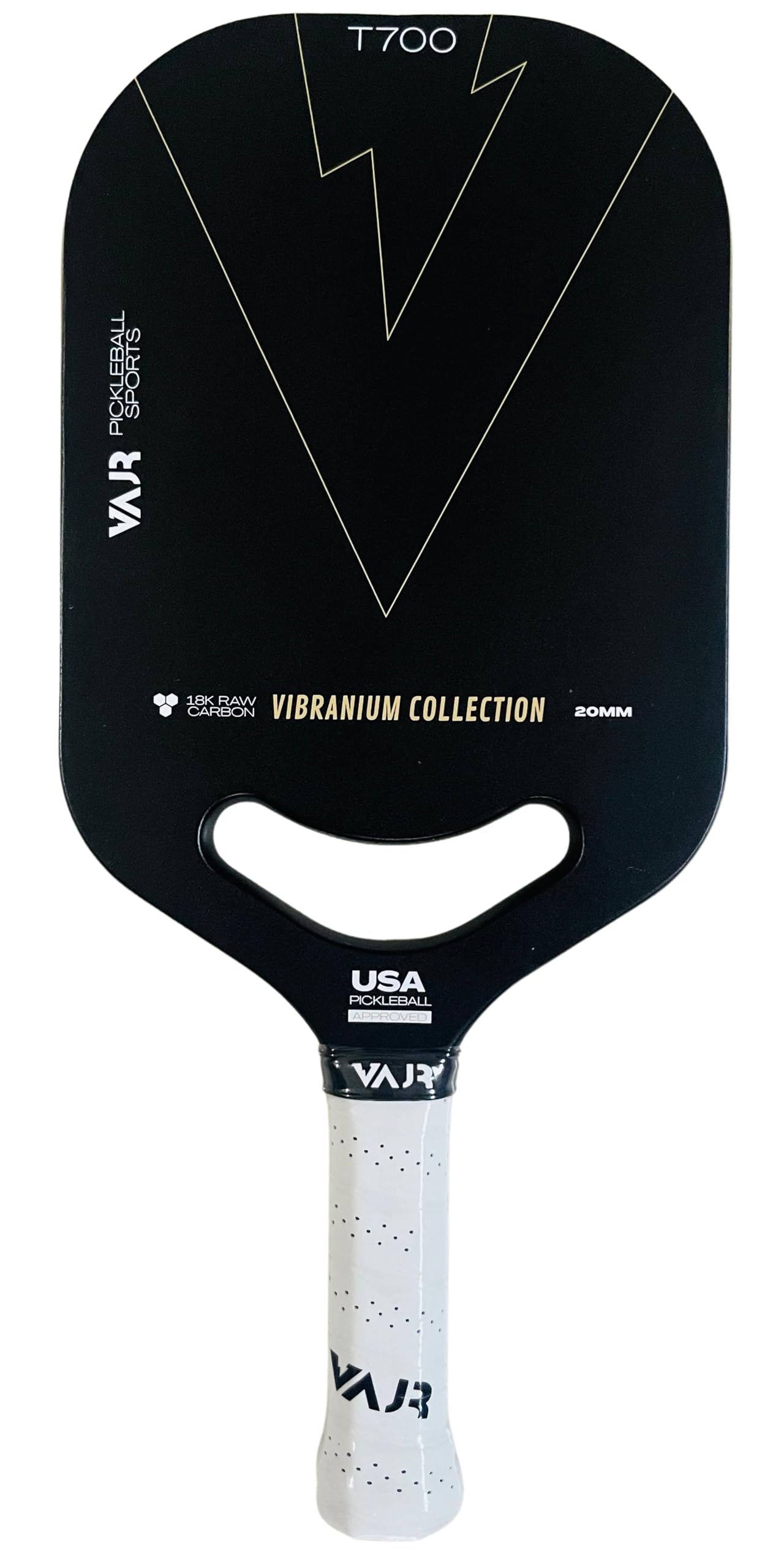VAJR Premium Pickleball Paddle | AR20-v2 |20mm thickness | 18k Carbon-fiber spin tech | USA pickleball Approved paddle | Vector Edgeless swift swing | Beginner - Pro level paddle | Blue, Gold | (Gold)