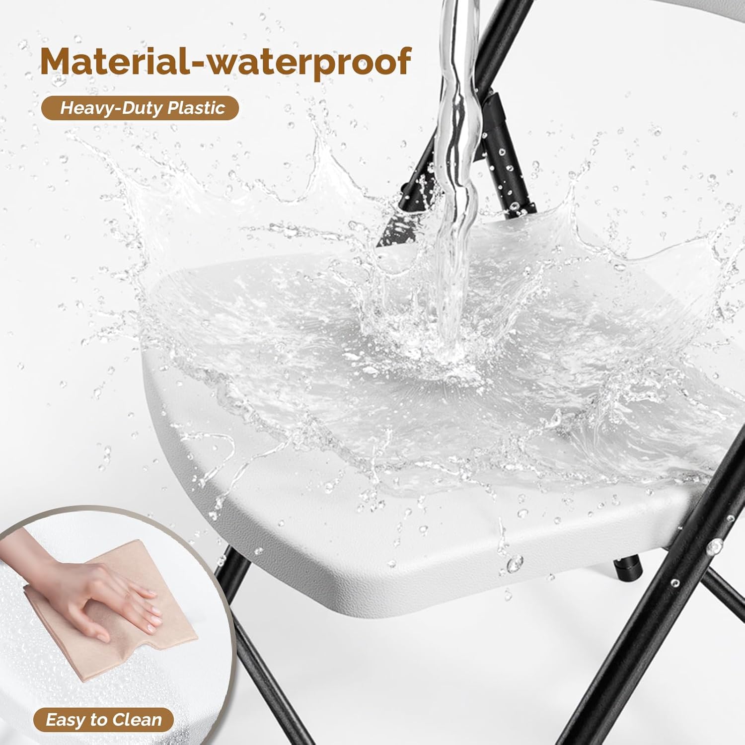 Bonnlo 10-Pack White Plastic Folding Chairs, Portable Seat with Sturdy Steel Frame for Indoor & Outdoor Use, Perfect for Banquet, Party, Wedding, Office, and Camping