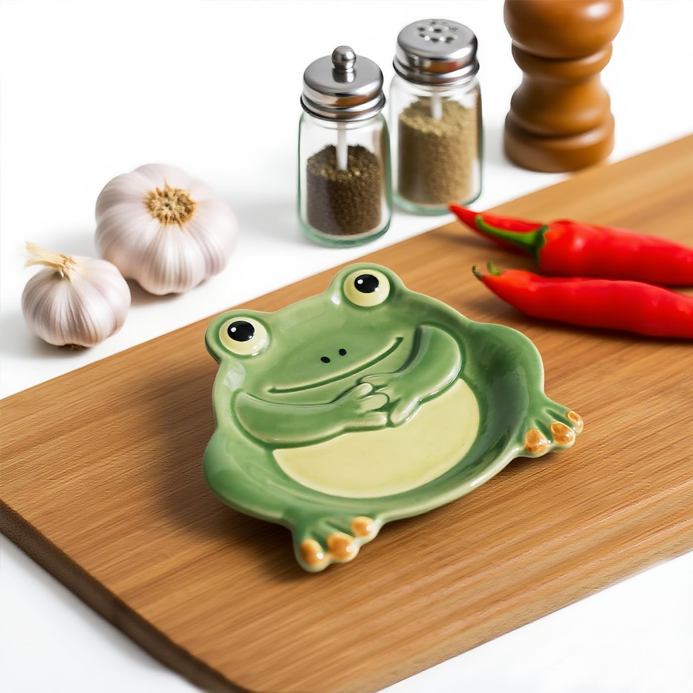 WAIT FLY Frog Ceramic Spoon Rest Spoon Holder for Kitchen Counter/Stove Top Stable Utensil Rest Snack Dish
