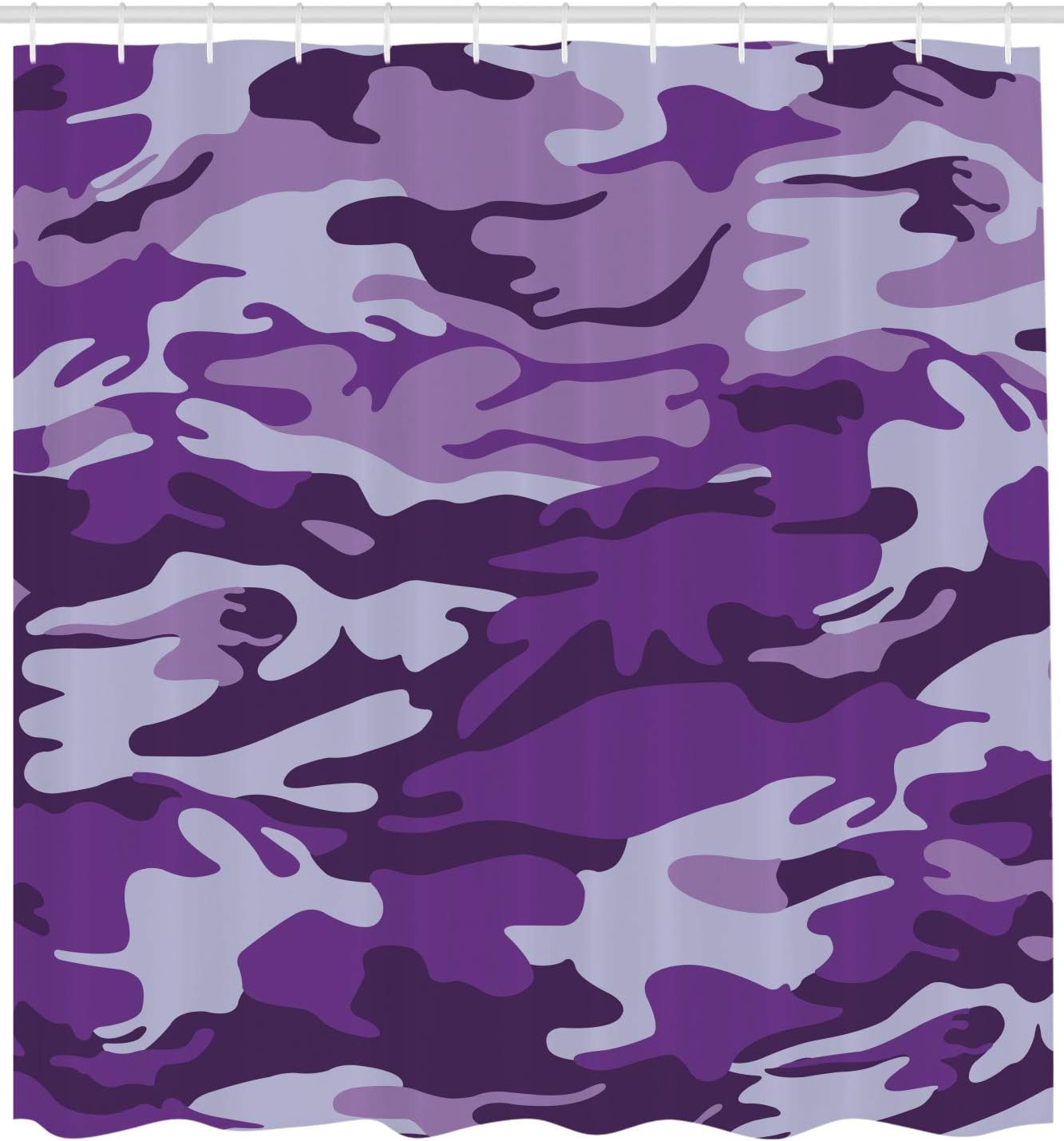 Ambesonne Camouflage Shower Curtain, Vibrant Color Abstract Style Splashes Design Pattern Hunting Hobby Print, Cloth Fabric Bathroom Decor Set with Hooks, 69" W x 84" L, Purple Pale Grey