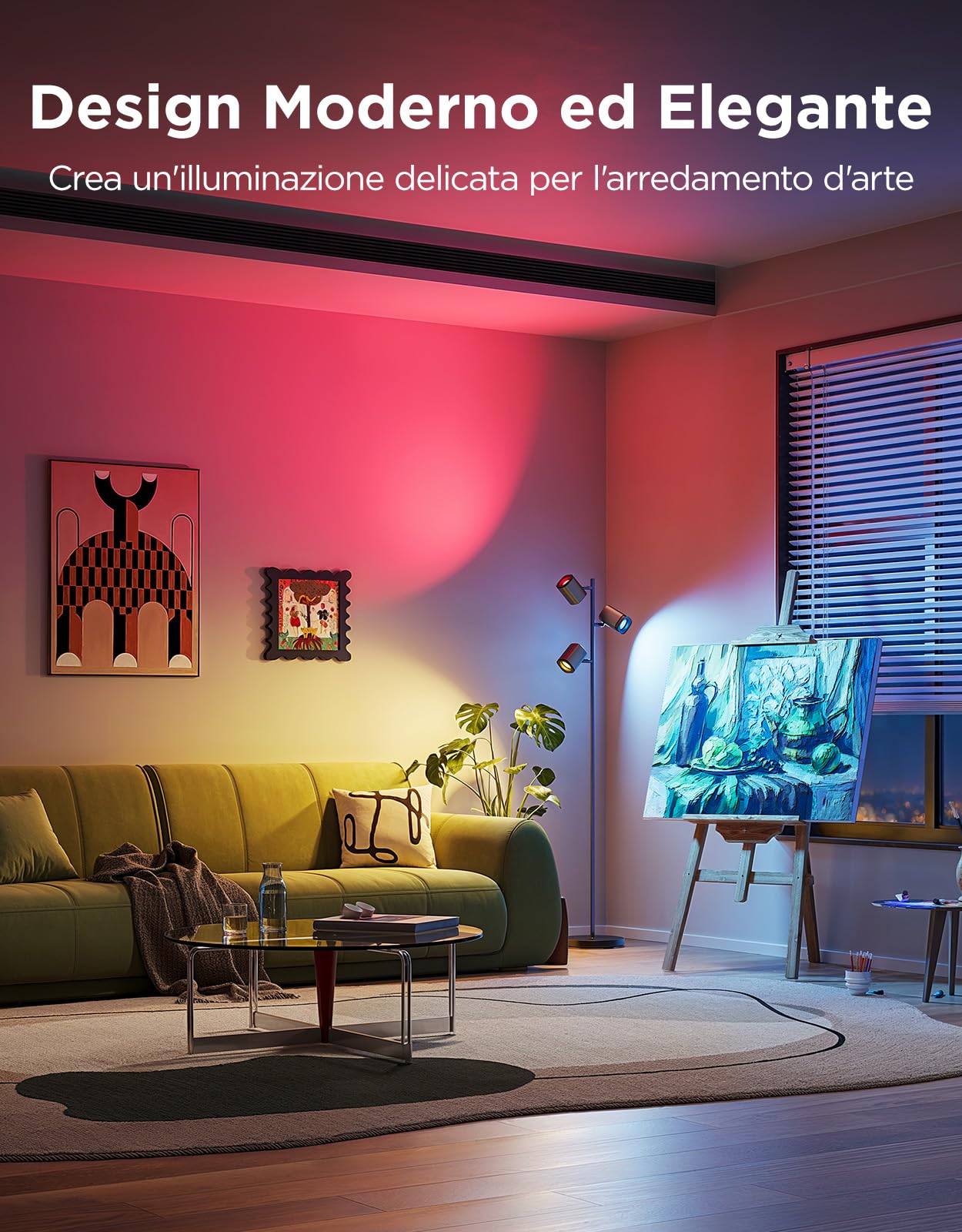 Govee Lampada da Terra LED Angolo Regolabile, RGBWW Lampada 3-Teste 1500lm | 2700-6500K, Matter Alexa Compatibile, 64 Scene, Sinc Musica, Lampade da Terra Nere 157cm per Soggiorno, Camera da Letto, Sala