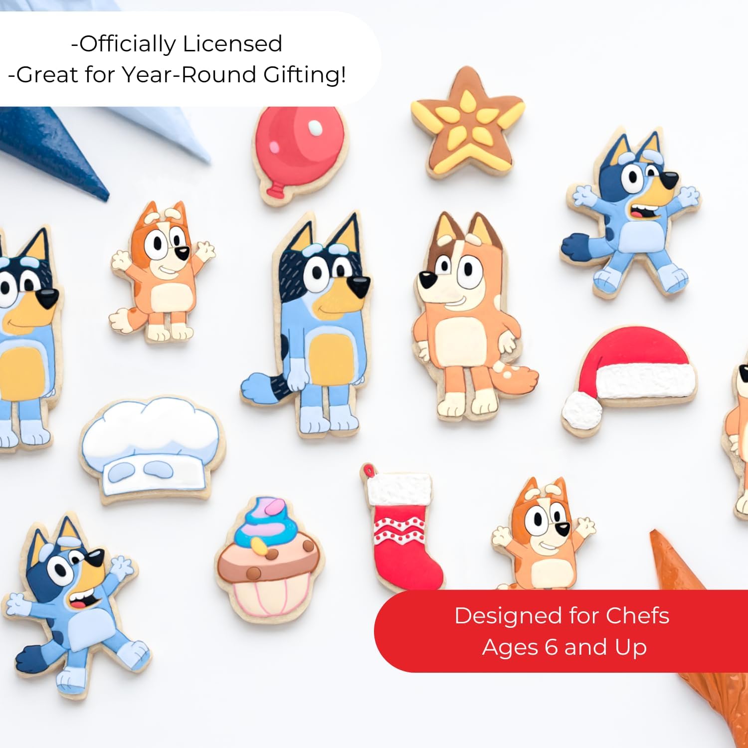 Bluey Holiday Cookie Cutter 10-Piece Set, Sturdy Steel | Dishwasher Safe, Durable Stainless, 10 Different Shapes Including Bluey, Bingo, Bandit and Chilli, Christmas & Everyday