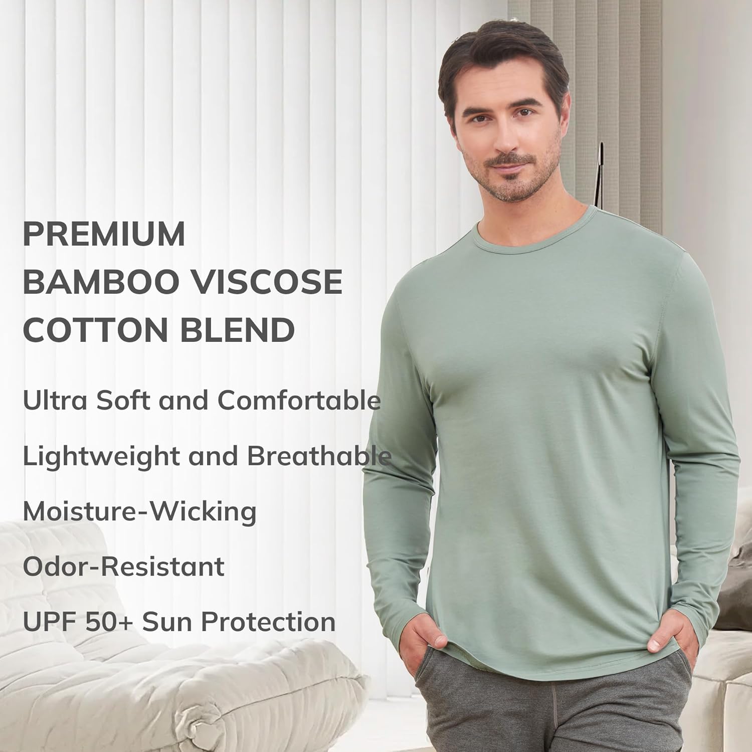 netdraw Men's Ultra-Soft Bamboo Viscose T-Shirt, Curved Hem Lightweight Cooling Cotton Blend Casual Tee - Image 4