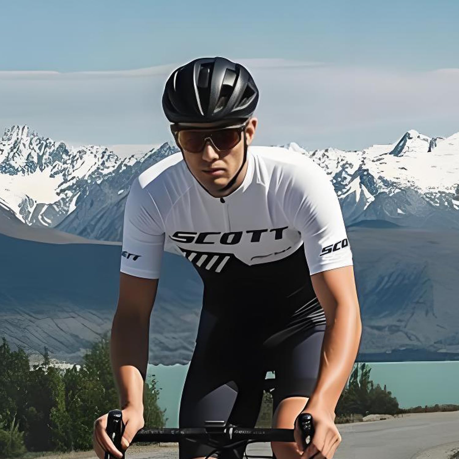 Maglia da ciclismo da uomo, a maniche corte, da ciclismo, da uomo, traspirante