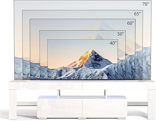 Miniatura 6 de VINGLI Soporte de TV para TV de 55  65 pulgadas de esquina de TV LED blanco soporte de TV centro de entretenimiento gabinete de TV con