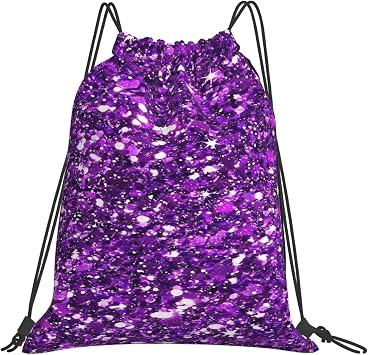 Glitter Sparkles Shimmer PrintingDrawstring Backpack Sports Gym Sackpack Water Resistant String Bag for Women Men