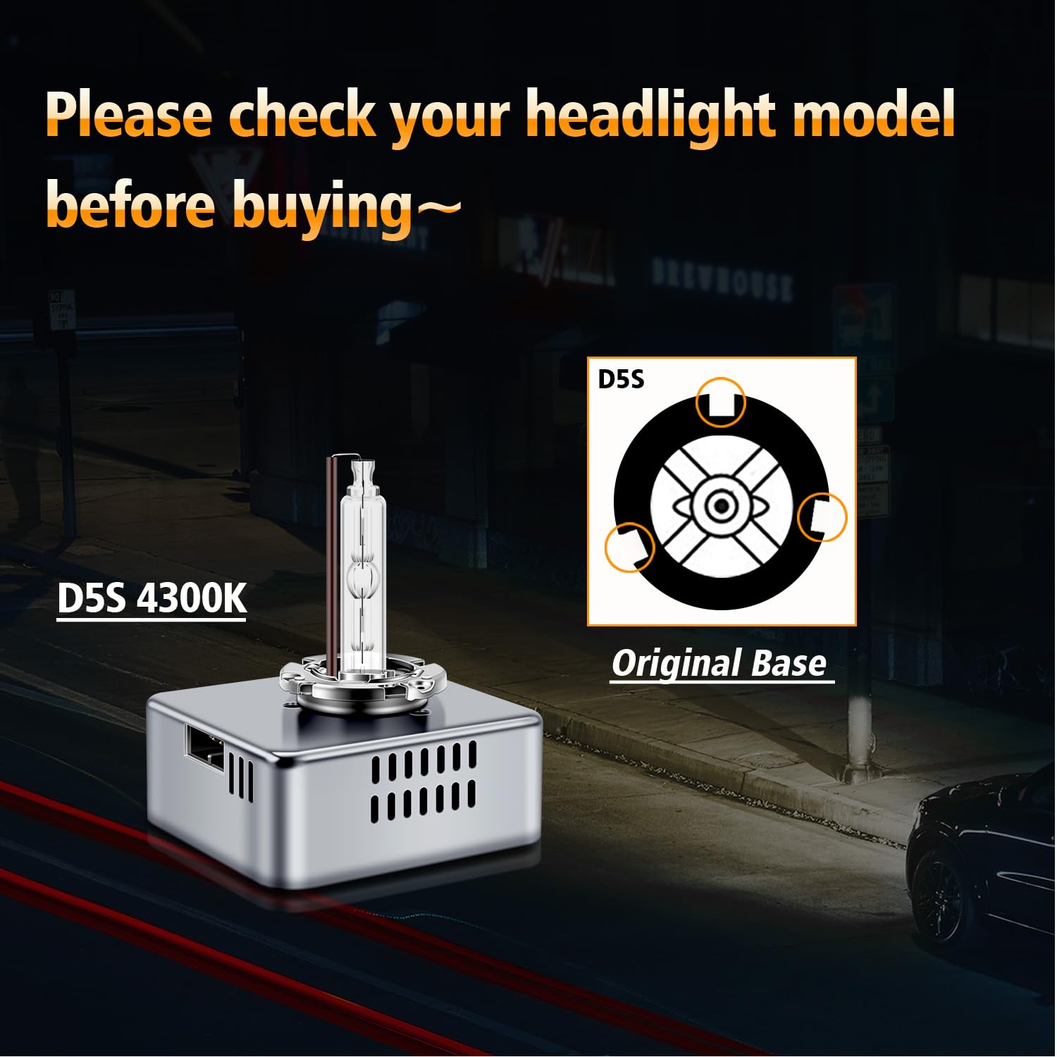 Lampade Xenon D5S 25W 4300K Bianco Caldo 12V HID Fari Auto Abbagliante/Anabbagliante, 2 Pezzi