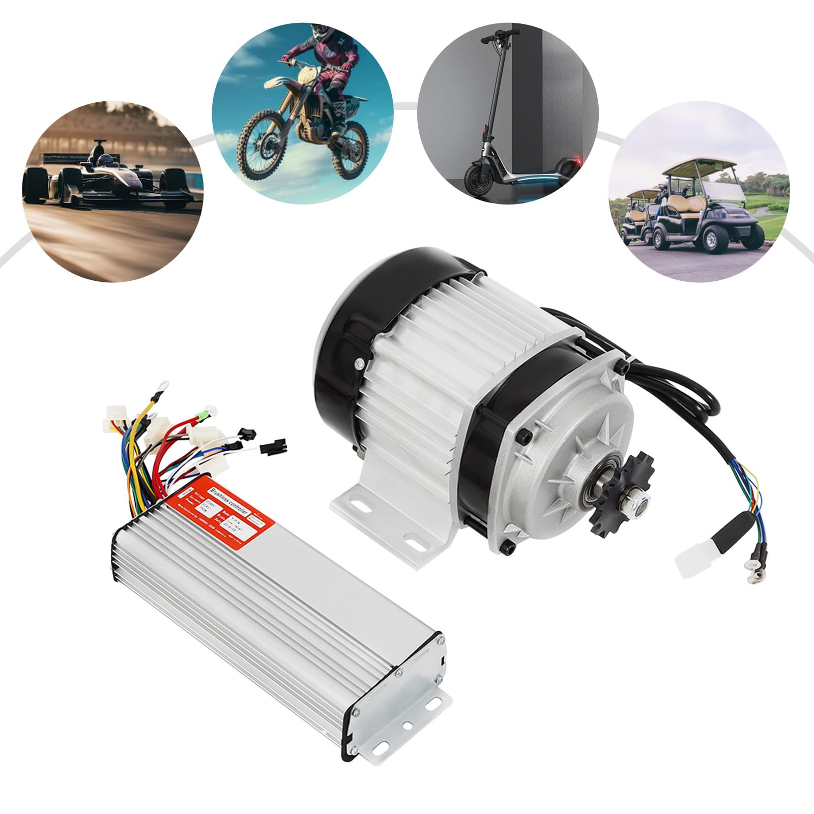 Moteur sans balais, 48V 750W Ensemble de moteur électrique sans balais avec contrôleur, Kit de moteur électrique sans balais à vitesse nominale réglable en trois étapes pour tricycles, vélos